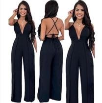 Macacao Feminino Decotado Alcinha 2 Fendas Pantalona