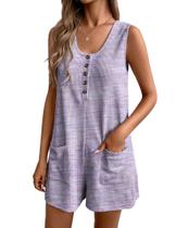 Macacão feminino Ekouaer, waffle, roxo de verão, tamanho GG