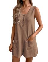 Macacão feminino Ekouaer Waffle sem mangas Light Coffee M