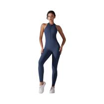 Macacão Feminino Esportivo Sexy Sem Costas Com Efeito Scrunch, Sem Mangas, Com Zíper, Para Yoga E