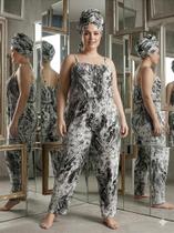 Macacão Feminino Estampado com Alças Ajustáveis e Design Moderno