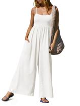 Macacão feminino Fisoew, casual de verão, solto, de pernas largas