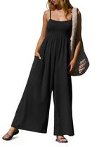 Macacão feminino Fisoew, casual de verão, solto, de pernas largas