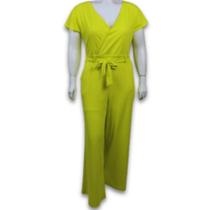 Macacão Feminino Geo Malha Canelada Forrada Gola V Plus Size Macacão Feminino Geo Malha Canelada Forrada Gola V Plus Size