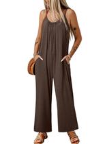 Macacão feminino Happy Sailed, de verão, sem mangas, marrom, S Macacão feminino Happy Sailed, de verão, sem mangas, marrom, S