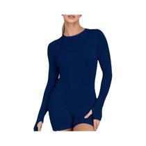 Macacão Feminino HISTELLO De Fitness E Esportes Com Manga Longa, Ajuste Slim, Costas Vazadas E