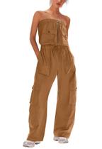 Macacão feminino LAMISSCHE, calça cargo sem alças com bolsos