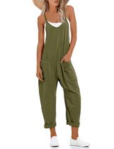 Macacão feminino Lentta com decote em V sem mangas, harém, verde escuro Macacão feminino Lentta com decote em V sem mangas, harém, verde escuro
