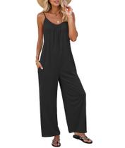Macacão feminino LILBETTER casual sem mangas com alça espaguete Macacão feminino LILBETTER casual sem mangas com alça espaguete