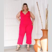 Macacão Feminino Liso Em Viscolycra Plus Size