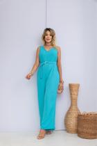 Macacão feminino longo c cinto duna inara