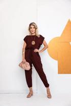 Macacão Feminino Longo Canelado Manga Curta Moda Feminina 38 a 48 Macacão Longo Feminino Lançamento 2025 Moda Verão Saruel Longo
