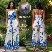 Macacão Feminino Longo elegante alça dupla regulável luxo primavera verão Macacão Feminino Longo elegante alça dupla regulável luxo primavera verão