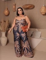 Macacão Feminino Longo Estampado sem alça Plus Size