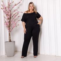 Macacão Feminino Longo Manga Curta Verão Plus Size