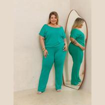 Macacão Feminino Longo Manga Curta Verão Plus Size