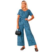 Macacão Feminino Longo Pantalona Elegante com Cinto e Bolso