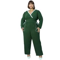 Macacão Feminino Longo Plus Size Social Manga Longa Princesa Bufante