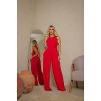 Macacão Feminino Longo Regata Pantalona Com Bolsos Linha Premium Luxo