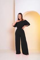 Macacão Feminino Ombro a Ombro Forrado Pantalona