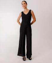 Macacão Feminino Pantalona Brilho Lurex Marisa Preto-61066