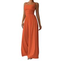 Macacão Feminino Perna Longa Elegante Social Alças Finas Plissado Tendência Blogueira Macacão Feminino Perna Longa Elegante Social Alças Finas Plissado Tendência Blogueira