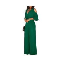 Macacão Feminino plus Size Com Decote Em V E Ombros Descobertos, Calças Largas Soltas Para Primavera