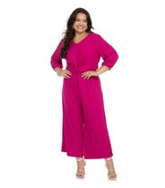 Macacão feminino plus size mangas 3/4 secret glam