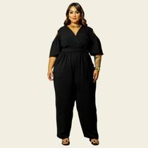 Macacão Feminino Plus Size Ombro Vazado Moderno Macacão Feminino Plus Size Ombro Vazado Moderno