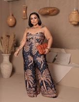 Macacão Feminino Plus Size Pantalona sem alça Luxo