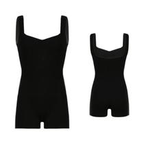 Macacão Feminino Preto Com Renda Patchwork Slim Fit Sem Mangas Vintage Estético Y2K Roupa Sexy