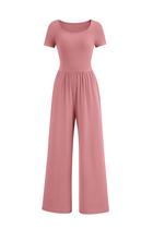 Macacão Feminino PRETTYGARDEN Rosa com Decote Quadrado e Calça Pantalona Tamanho S