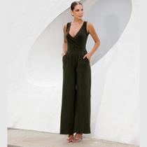 Macacão Feminino Regata Em Malha Viscolycra Decote Transpassado Macacão Feminino Regata Em Malha Viscolycra Decote Transpassado