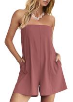 Macacão feminino sem alças ReachMe marrom avermelhado