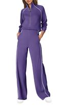 Macacão feminino SENSERISE casual de manga comprida, perna larga, roxo, GG Macacão feminino SENSERISE casual de manga comprida, perna larga, roxo, GG