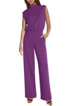 Macacão feminino SENSERISE, elegante, casual, de pernas largas, roxo escuro Macacão feminino SENSERISE, elegante, casual, de pernas largas, roxo escuro