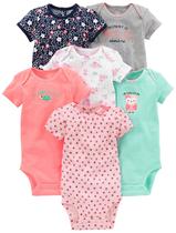 Macacão feminino Simple Joys by Carter's, pacote com 6 rosa/menta Macacão feminino Simple Joys by Carter's, pacote com 6 rosa/menta