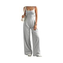 Macacão Feminino Slim-Fit Halter Sem Mangas Costas Nuas Comprimento Longo Casual Primavera Verão