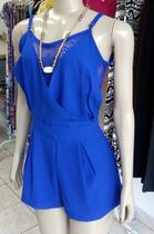 Macacão Feminino Tamanho P Azul Rendado