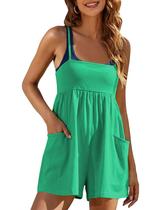 Macacão feminino TAQCUX de alças de verão com bolsos verde XS