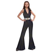 Macacão feminino Uezjymi, fantasia de discoteca dos anos 70, roupa de festa, GG