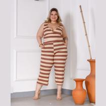 Macacão Feminino Verão Capri Regata Alça Larga Plus Size