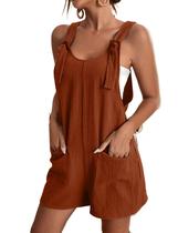 Macacão feminino Wanzetaly, de verão, sem mangas, marrom, tamanho P Macacão feminino Wanzetaly, de verão, sem mangas, marrom, tamanho P