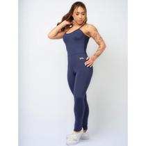 Macacão Fitness Blackout Alcinha Slim Zero Transparência Longo Exercício Funcional Inverno