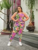 Macacão Fitness Feminino Longo Plus Size com Estampa Macacão Fitness Feminino Longo Plus Size com Estampa