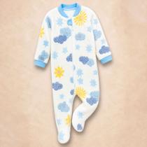 Macacão Fleece Bebê Estampado Zíper Solinha Antiderrapante 12 a 24m