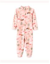 Macacão Fleece Infantil Menina Floresta Nude Pingo Lelê