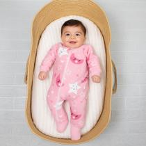 Macacão Fleece Peluciado Confortável e Quentinho Perfeito para Bebês Lua Rosa