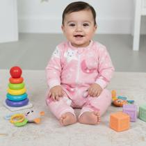 Macacão Fleece Peluciado Confortável e Quentinho Perfeito para Bebês Lua Rosa