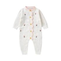 Macacão Floral Branco Para Bebês Meninas, Com Mangas Longas, Roupas Para Recém-Nascidos De 0 a 18